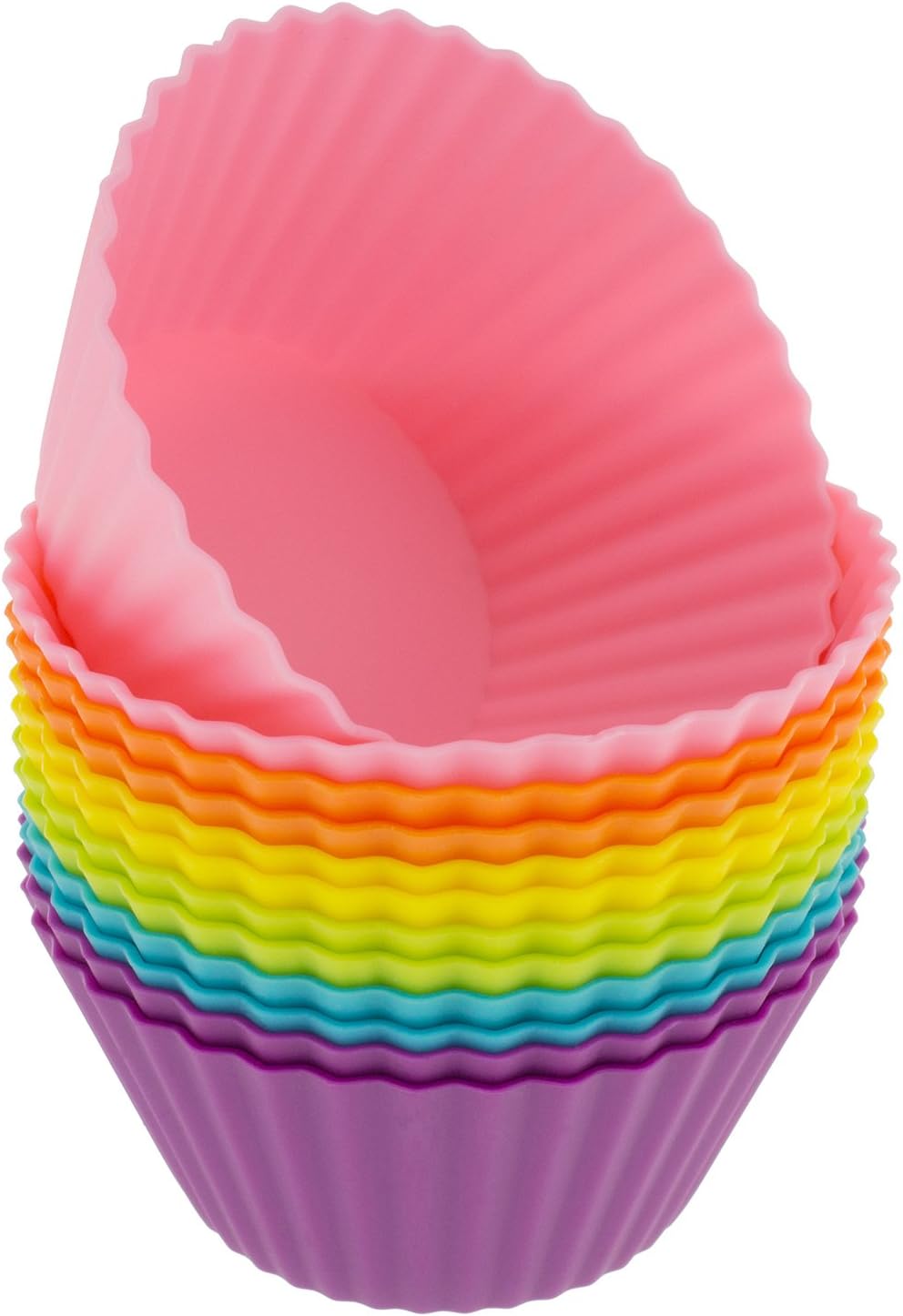 Freshware Cupcake Liners, Pack of 12 Silicone Muffin Cups, 3 Inch Baking Cups, Reusable & Non-stick Cupcake Liners for Party Halloween Christmas, Flower