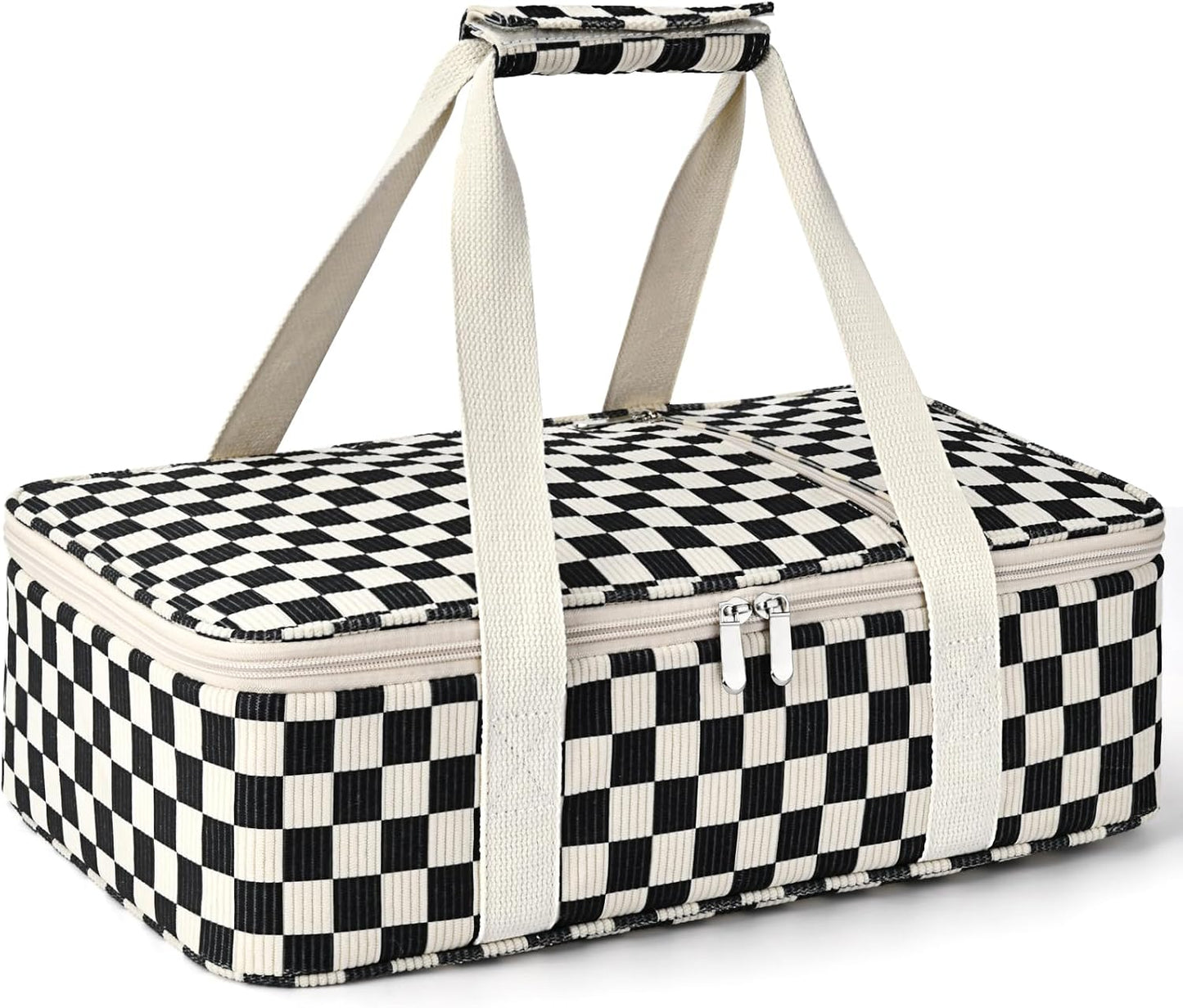 Insulated Casserole Carrier for Hot or Cold Food,Pie Carrier Bag Lunch Tote for Potluck Parties/Picnic/Cookouts, Fits 9"x13" Baking Dish,Grey