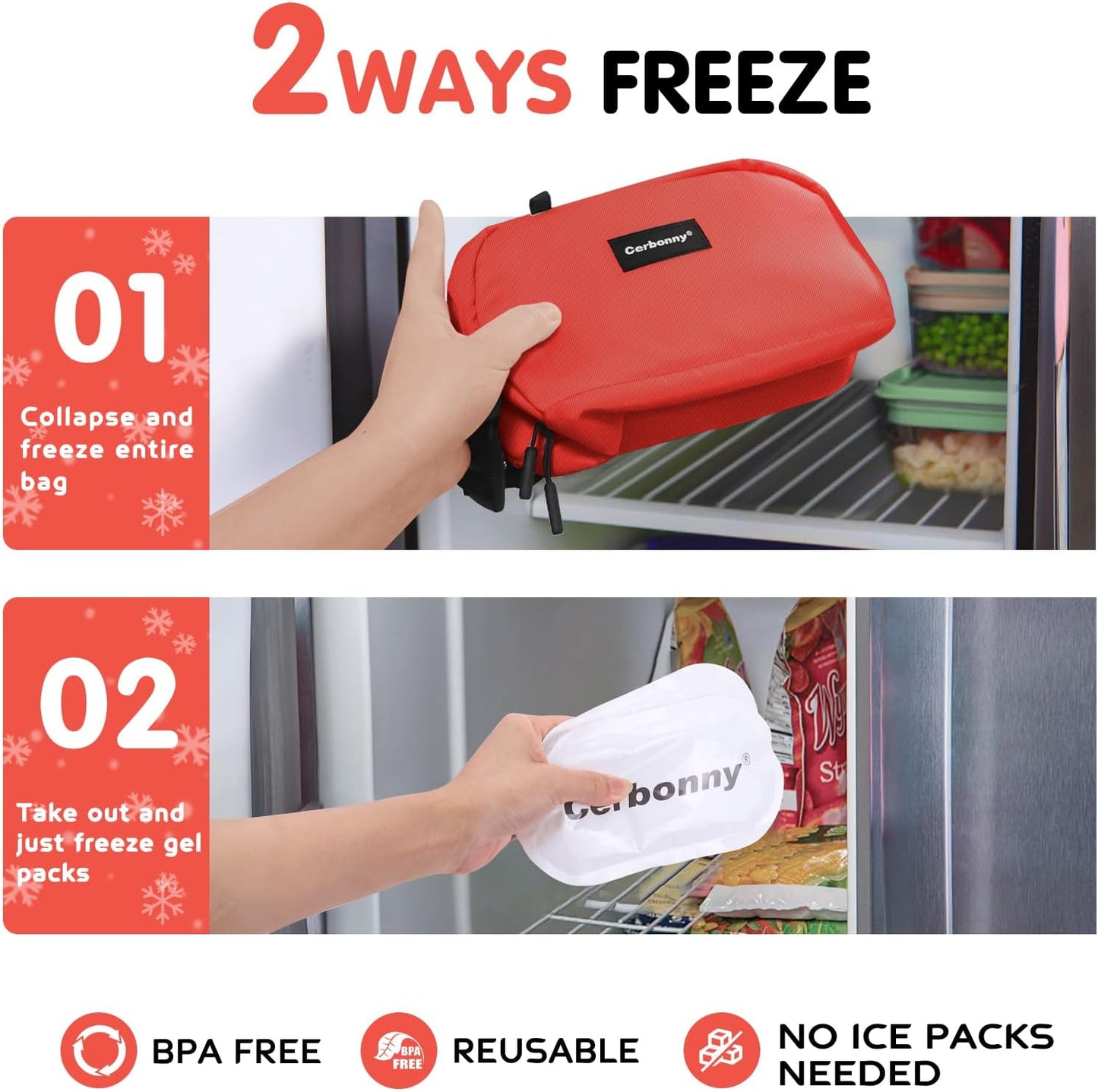 Cerbonny Freezable Cooler Bag for Work/School Travel - Mini Insulated Bag Fit For Yogurt