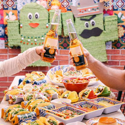 Prepara Taco Gift Set, Talavera - Taco Fiesta Talavera Pattern Serving Set for Taco Tuesday Night Parties, 6-Inch Party Bowl, 4 Taco Spoons for Easy Scooping, 4 Reversible Taco Holders