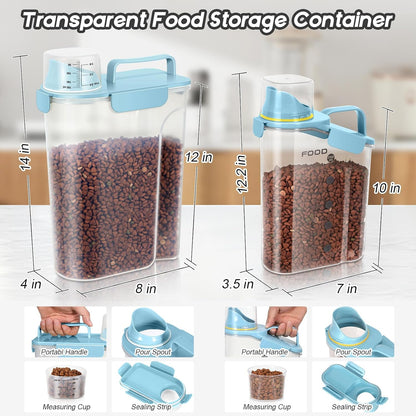 LEAWALK 5-7Lbs Dog Cat Food Storage Container with Upgraded Large Nozzle BPA-free, 4 Snap Seals Plastic Pet Food Storage Containers with Handles are Easy to Clean and Carry