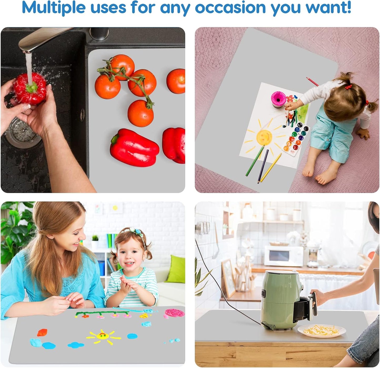 AECHY Extra Large Silicone Mat 78.74”x19.69”x0.08”, Multipurpose Silicone Mat Thick Heat Resistant Mat Shipped Rolled Up Kitchen Counter Mat Nonslip Silicone Mats for Kitchen Counter Translucent