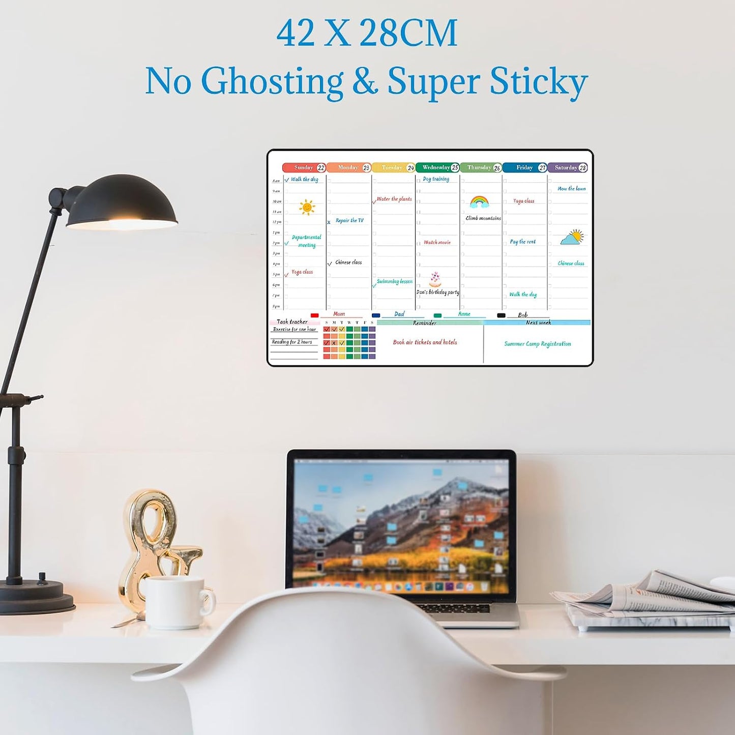 POPRUN Dry Erase Weekly Calendar Whiteboard, Magnetic Hourly Schedule Board | 16.9 x 11" Weekly Planner for Fridge, Time Slots, Family Daily Planning for Refrigerator, Homeschool, Work