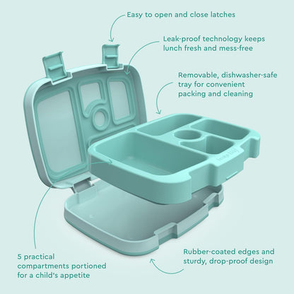 Bentgo Kids Bento-Style 5-Compartment Leak-Proof Lunch Box - Ideal Portion Sizes for Ages 3 to 7 - Durable, Drop-Proof, Dishwasher Safe, PFAS & BPA-Free & Made with Food-Safe Materials (Purple)