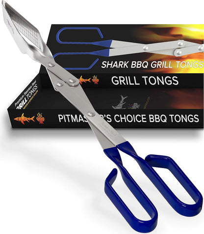 Steak Grill Tongs - 17 inch Red. Professional outdoor grilling utensil. Long reach Barbeque Grilling Tongs. Ideal for steak, fish, burger, and sausage