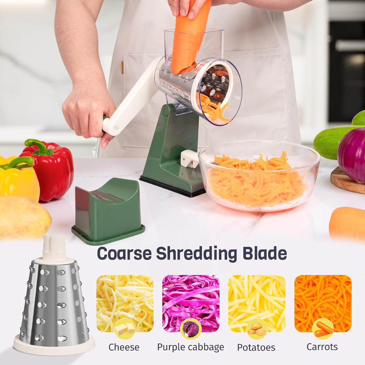 Upgraded Rotary Cheese Grater, Hand Crank, Pinkish Purple