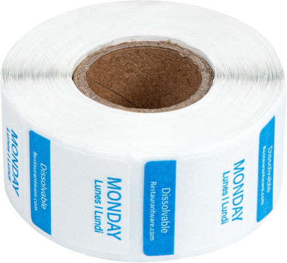 Restaurantware RW Smart 1 Inch x 1 Inch Food Rotation Labels 500 Dissolvable Food Safety Labels - Premium Trilingual Green Paper Day Of The Week Labels For Food Storage Or Prep Friday