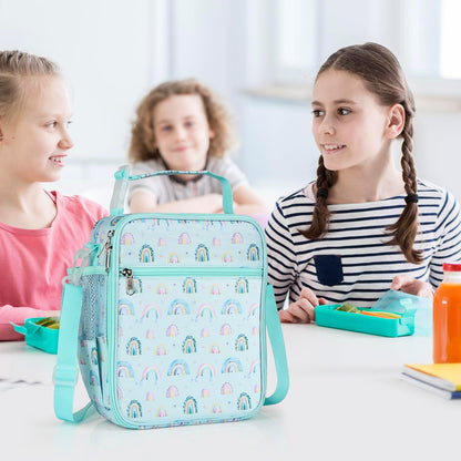 Kids Insulated Lunch Box Bag, Thermal Picnic Cool Bags with Adjustable Strap for Adults Children Women Men Boys Girls School Work (CAM-Blue)