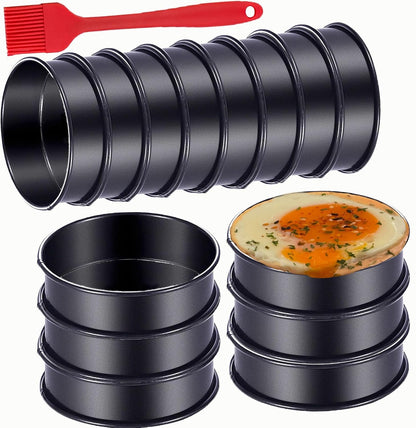 DATANYA Crumpet Rings NONSTICK English Muffin Ring 4 Inch - Stainless Steel Double Rolled Tart Rings Round Metal Cookie Pastry Ring Molds for Baking Cooking