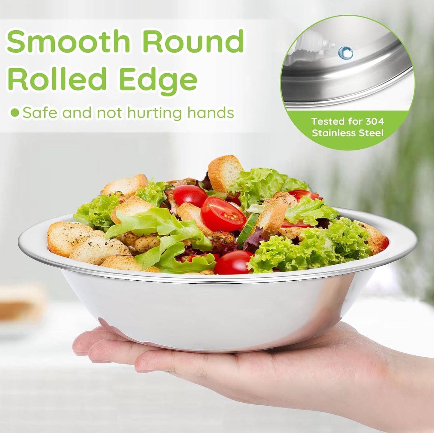 304(18/8) Stainless Steel Mixing Bowls for Kitchen, 4 Pack 6.3" 13.67 fl.oz Metal Mixing Bowls Set Stackable for Baking Serving Cooking Food Prep Storage Dishwasher Safe Lightweight