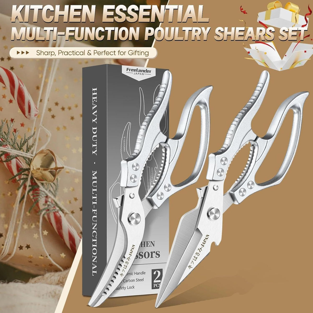 Freelander Kitchen Scissors Set - All Purpose Heavy Duty Poultry Shears