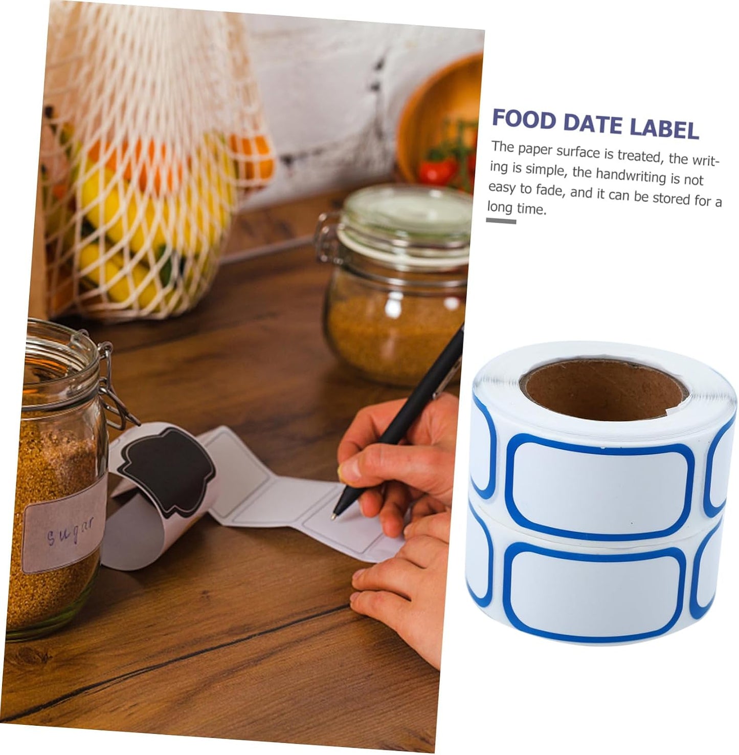 6rolls Date Label Stickers for Food Storage Date Marking Decals for Containers Easy to Write Removable for Kitchen Organization