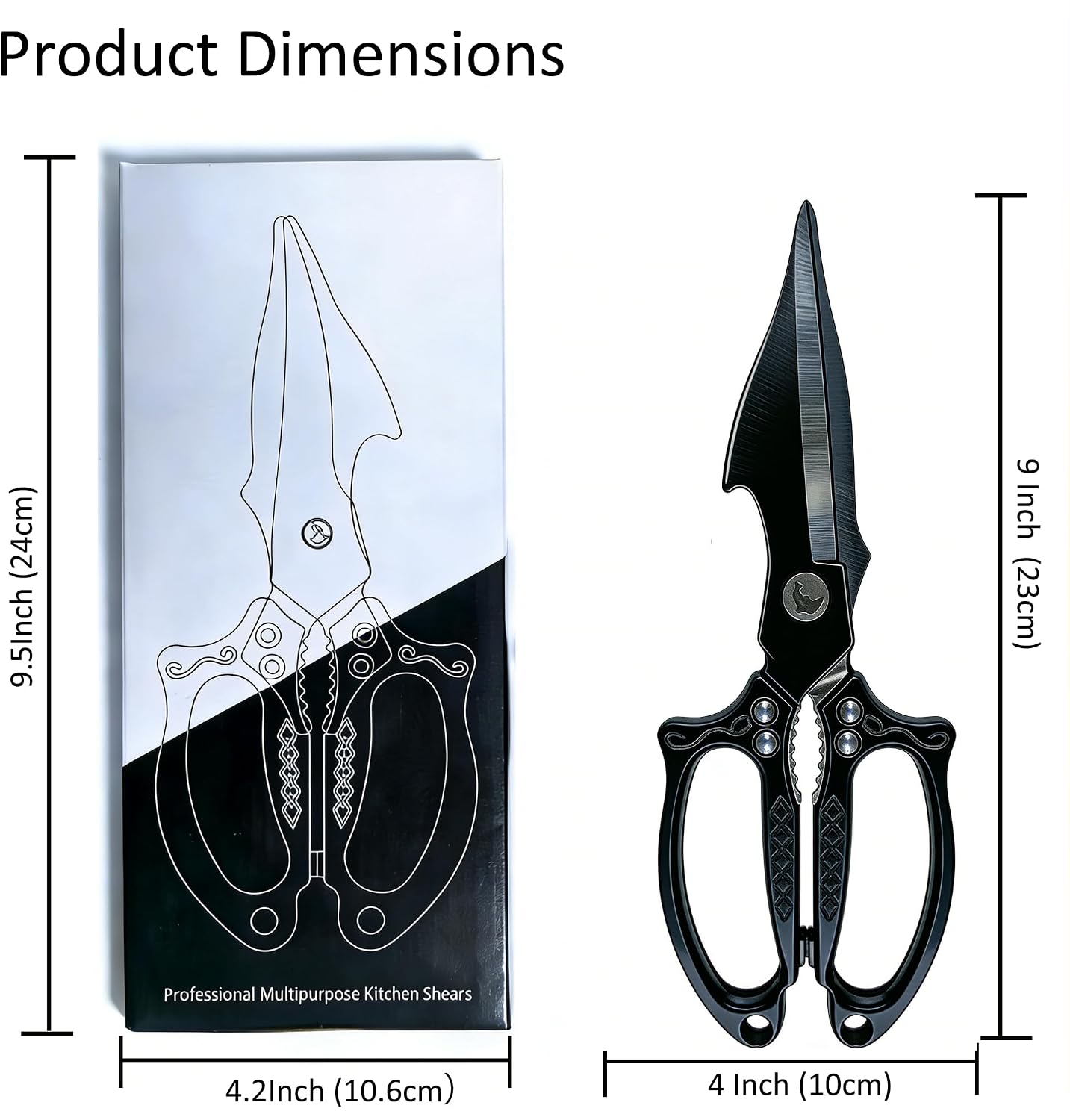 Multifunctional Heavy Duty Kitchen Shears,Kitchen Scissors for Food, Kitchen Shears for Cutting Chicken,Japanese High-Carbon Steel Culinary Poultry Shears, for Chicken,Meat,Fish,Bone Cutting(Silver)