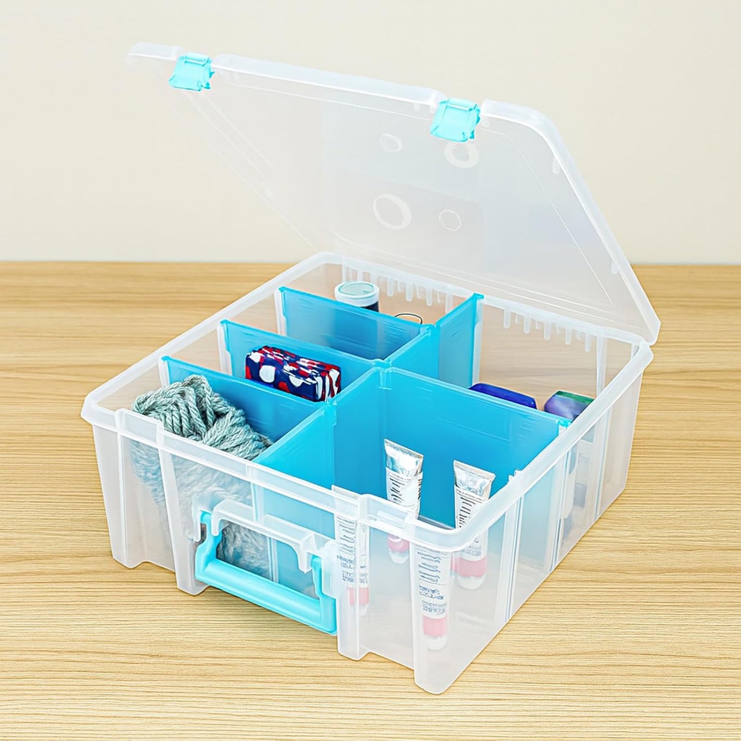 ArtBin 6990SO Super Satchel Double Deep Compartment Box - Art Storage with 8 Removable Compartments, Smart Closure for Craft Supplies (Gold - Pack of 1)