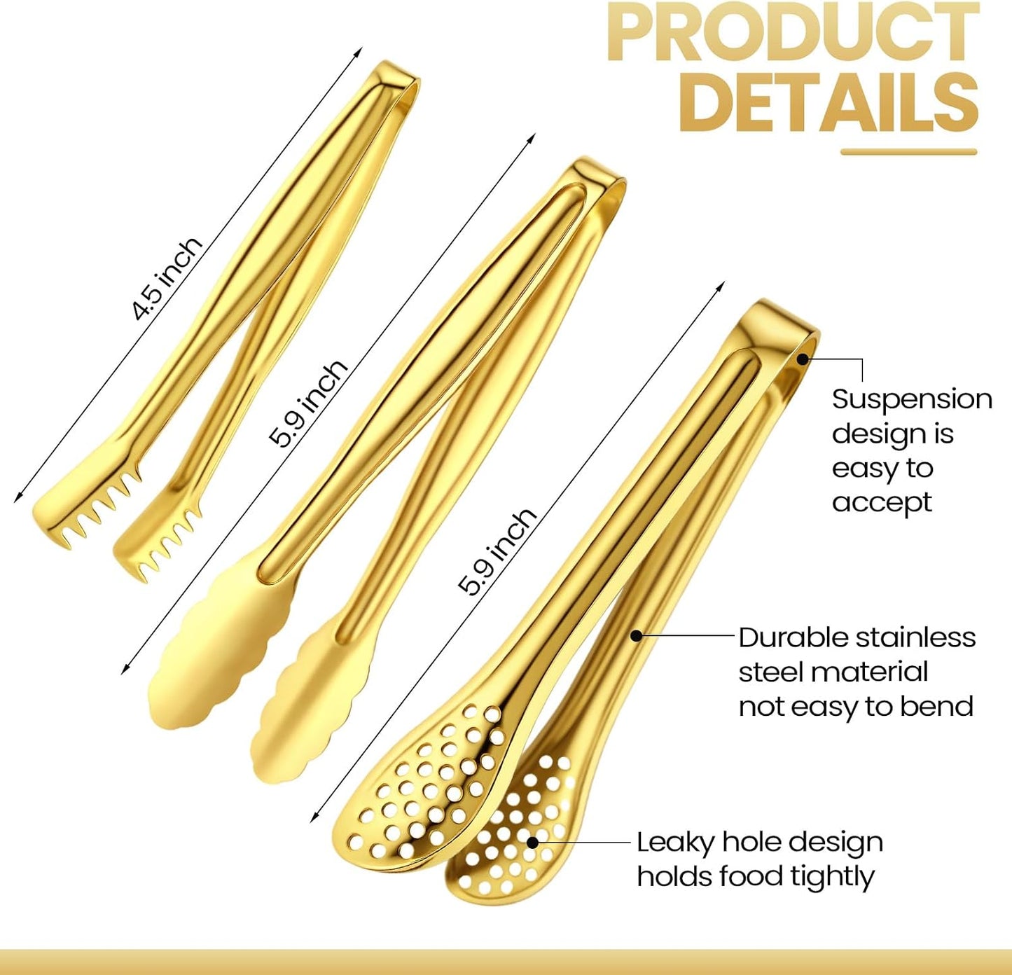 Chengu 12 Pack Stainless Steel Kitchen Tongs 7/9/12 Inches Food Serving Tongs Non Stick Cooking Clips for Kitchen Cooking Barbecue Buffet Wedding Family Gathering Grill Salad
