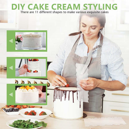 SenseYo Acrylic Cake Scraper 9.5 Inch Large Icing Cream Frosting Smoother Comb Double Sided Patterned Edge Stripe for Cake Decorating Mousse Butter Baking Projects