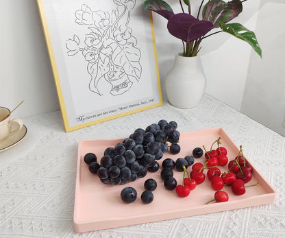 White Serving Tray (13.5 x 9.6 inch) for Serving Accessory, Elegant & Stackable Plastic Tray for Spa, Coffee, Drinks, Tea, Bar, Party, Seasoning, Perfume and Display Use.