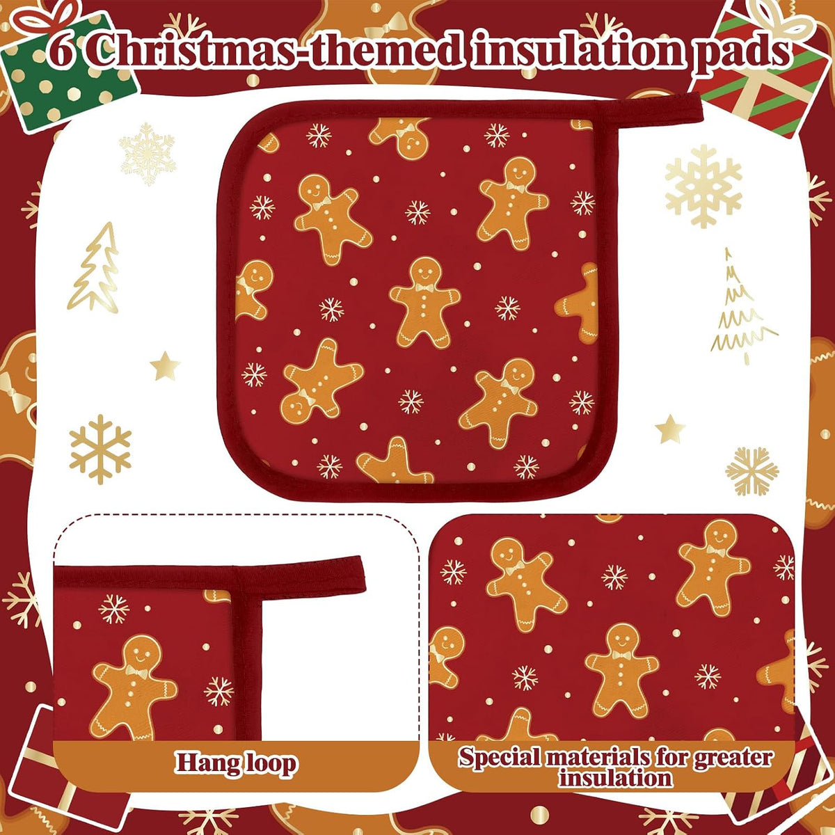 Bencailor 12 Pcs Christmas Wildflower Pot Holders with Pocket