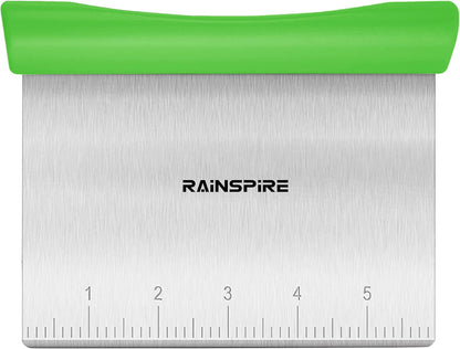 Rainspire Bench Scraper, Stainless Steel Dough Scraper, Pastry Scraper, Pizza and Dough Cutter Multi-Purpose Scraper/Chopper, Pizza Cutter Food Chopper Baking Supplies Kitchen Gadgets, Black