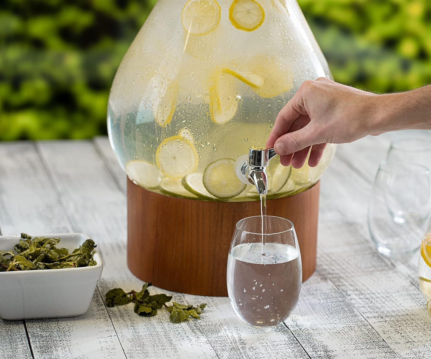 3 Gallon Glass Drink Dispenser with Metal Stand & Lid – Hammered Beverage Dispenser with Leakproof Spigot, Wide Mouth for Easy Fill – Ideal for Parties, Lemonade, Iced Tea, Sangria & More