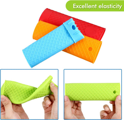 5 Pieces Silicone Hot Handle Holder Rubber Pot Sleeve Heat Resistant Kitchen Potholders for Cast Iron Pans, Metal Frying Pans, Skillets, Griddles, 5 Colors