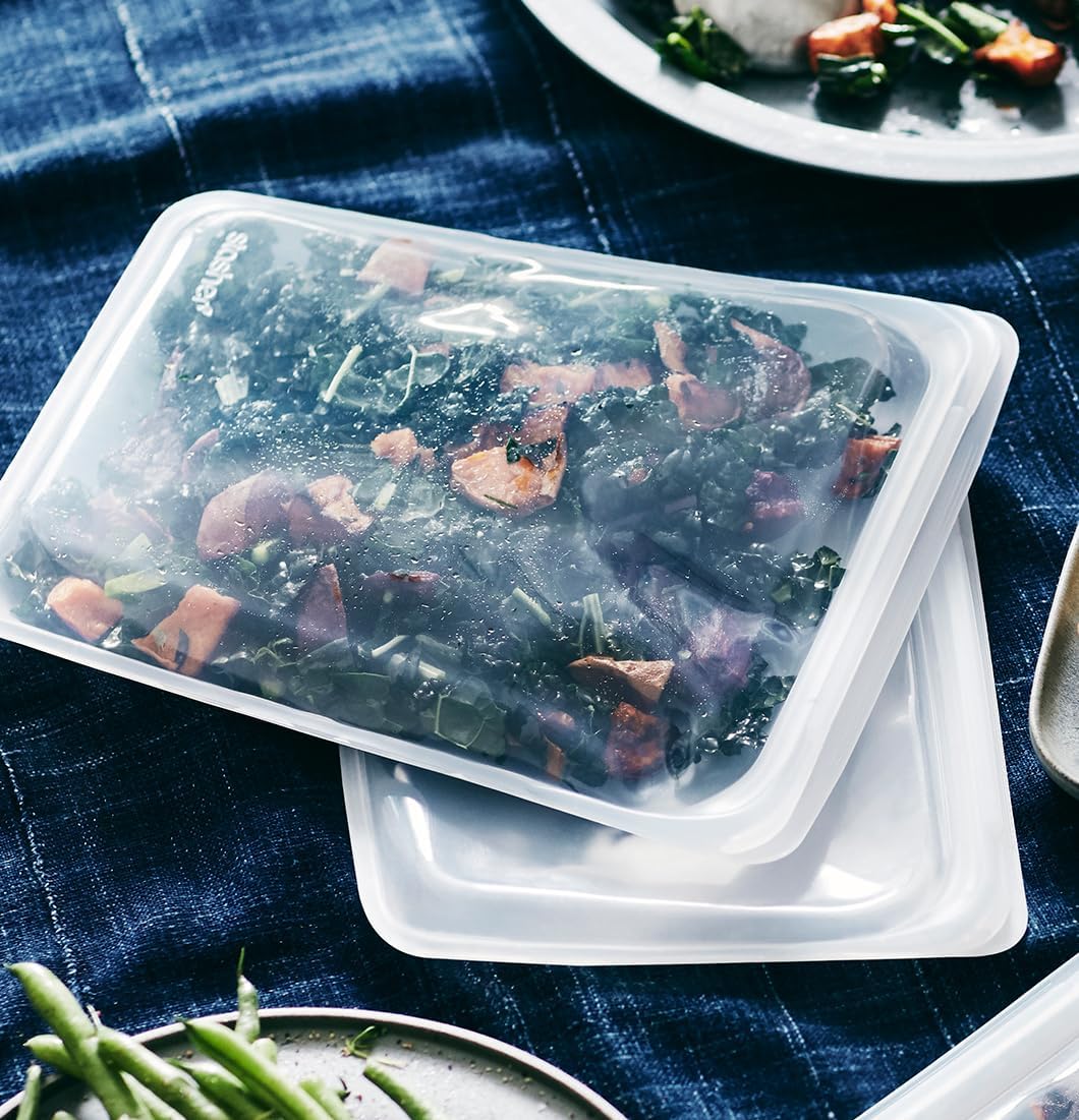 Stasher Premium Reusable Silicone Food Storage Bags, 2-Pack, Clear
