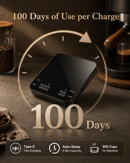 Espresso Coffee Scale with Timer, 0.1g Precision Mini Scale