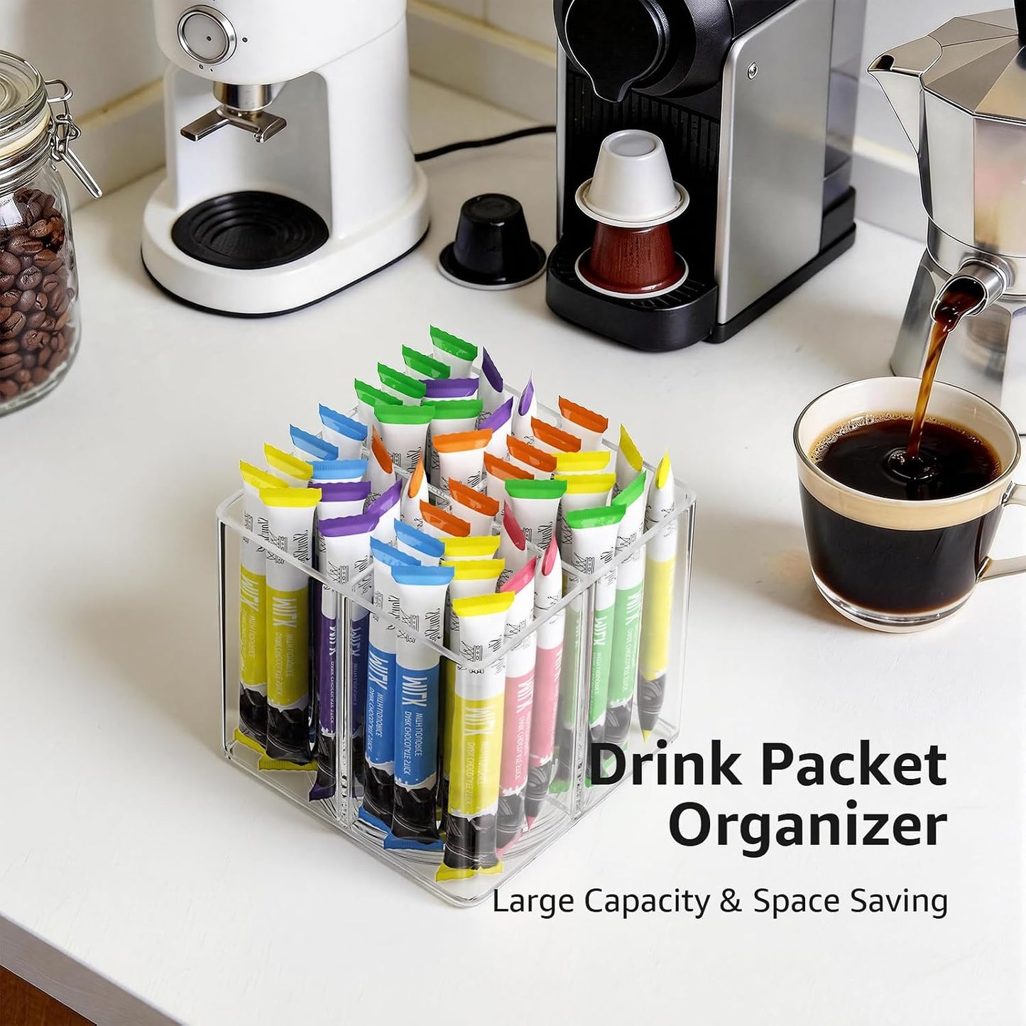 2 Pack Lazy Susan Organizer, 9 inch Rotating Storage Organizer with 4 Removable Bins, Lazy Susan Turntable Organizer for Fridge, Kitchen, Vanity, Cabinet