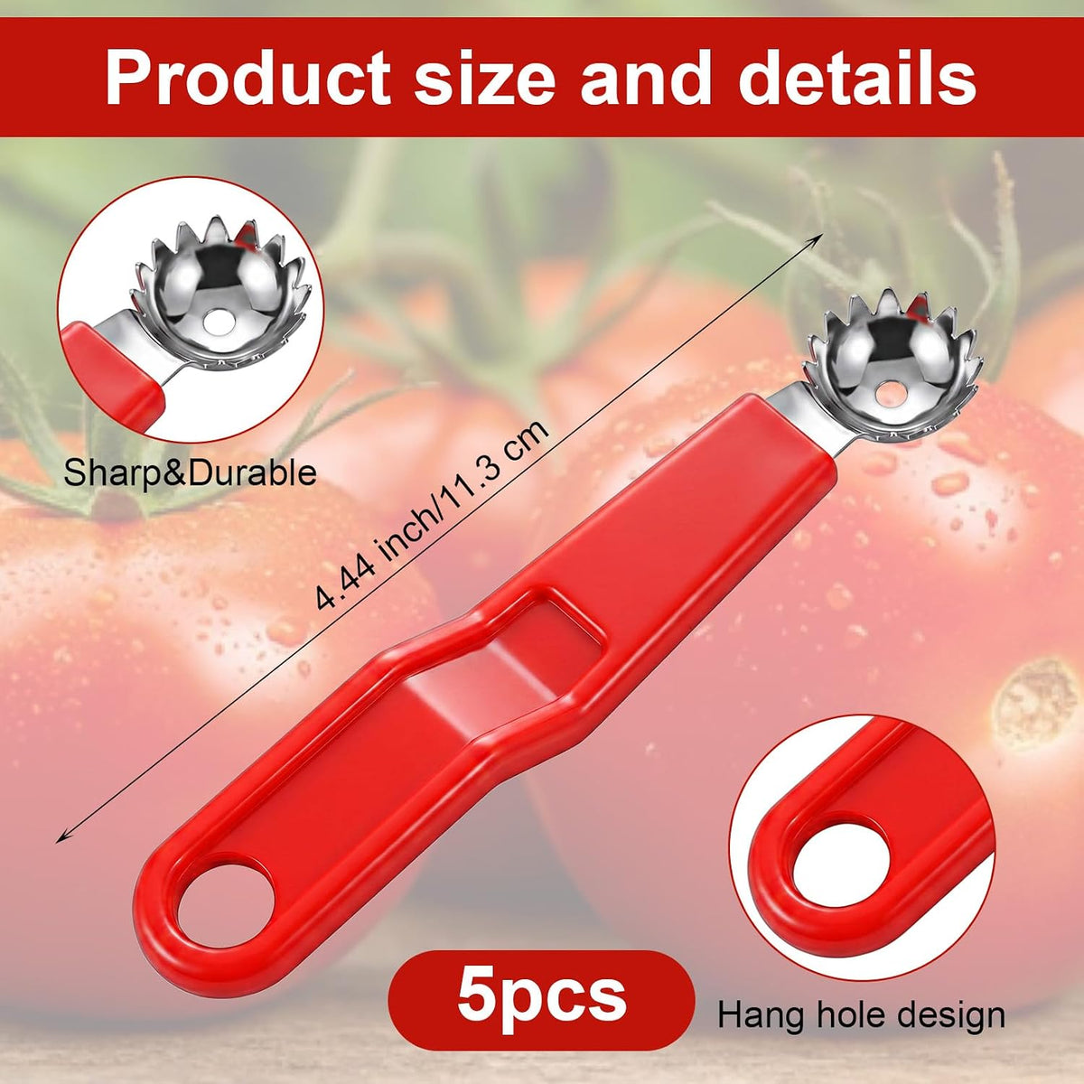 5Pcs Tomato Corer Tool Huller Stem Remover Kitchen Corer Tool