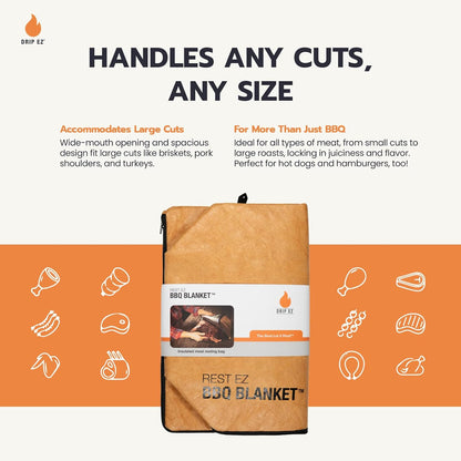 Rest EZ BBQ Blanket® - Insulated Meat Resting Bag for Moisture Retention and Tender BBQ - Heavy-Duty with Wide Mouth Design for Briskets, Pork Shoulders, Steaks