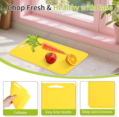 Silicone Cutting Board for Kitchen, 11.8''x 8.6'' Flexible Cutting Boards, BPA Free Non Slip Cutting Mat for Meat, Vegetables and Fruit with Easy Grip Handle, Dishwasher Safe (Deep purple)