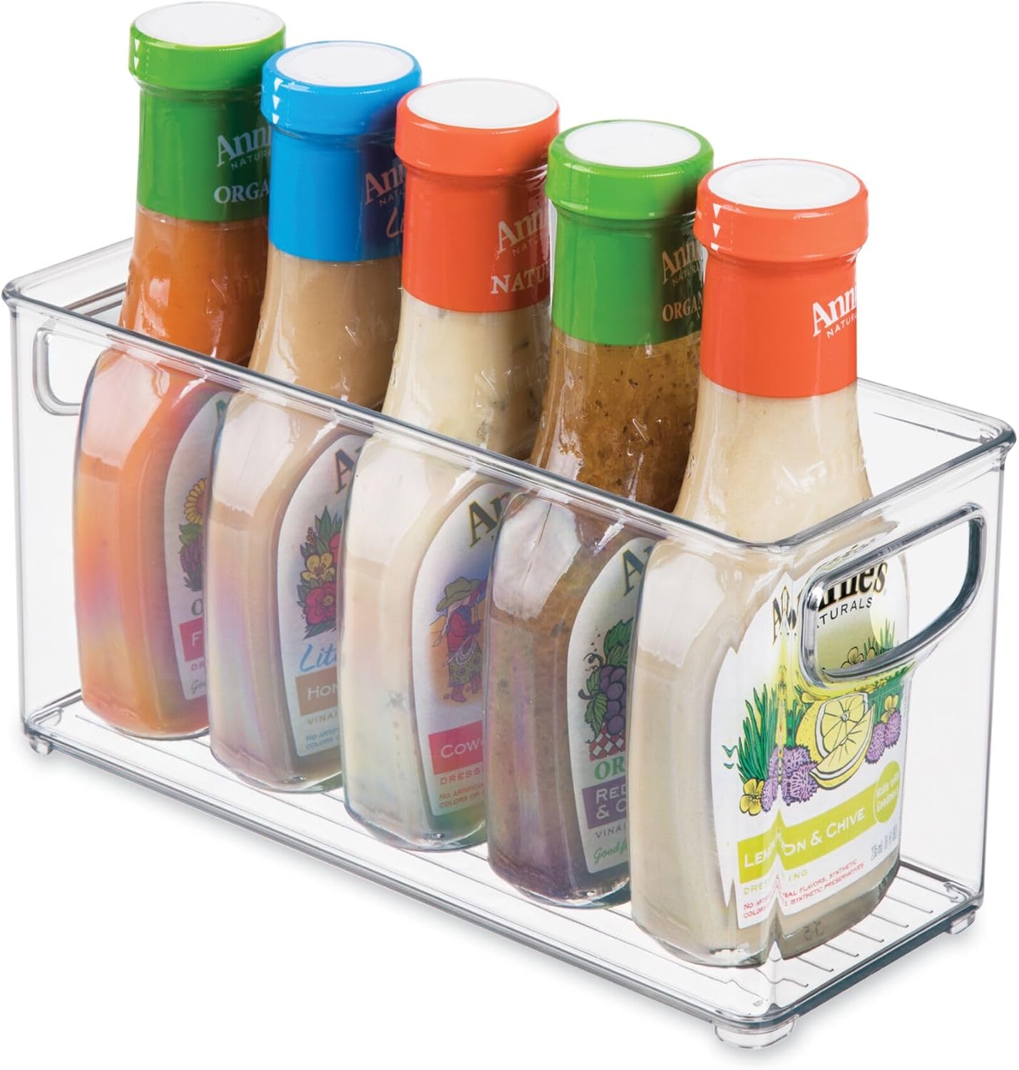 iDesign Plastic Stackable Pantry Bin - Storage Bin with Handles for Cabinets or Fridge - Set of 2 - Clear