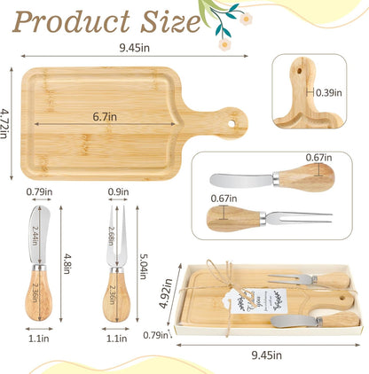 2 Sets Baby Shower Game Prizes for Winners, Bridal Shower Prizes for Guests, Cheese Board Gift Sets with Wood Mini Charcuterie Boards, Knives, Forks, Thank You Card & Gift Box