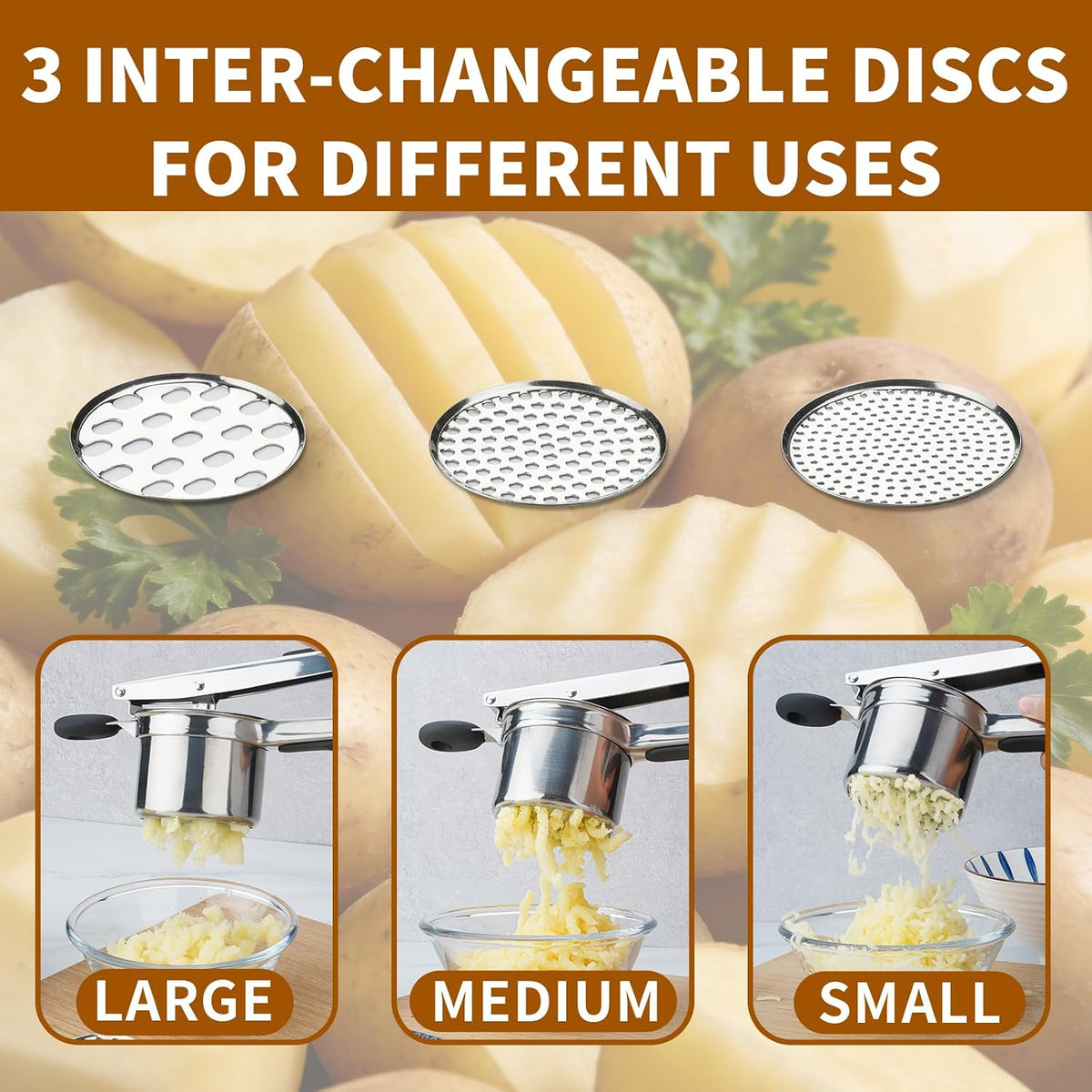 Potato Ricer Potato Masher Spaetzle Maker Potato Press for Kitchen
