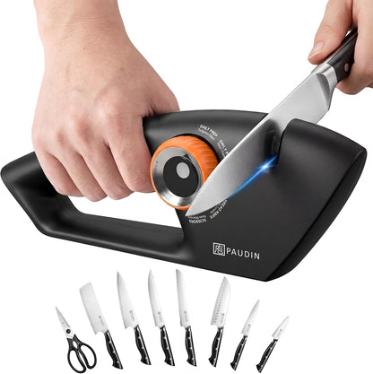 PAUDIN Knife Sharpener, 5-Stage Manual Sharpening for Kitchen Knives