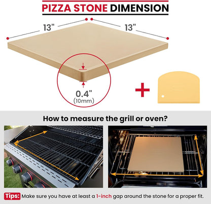 Unicook Pizza Stone for Oven Grill, 12" x 11" Rectangular Cordierite Stone