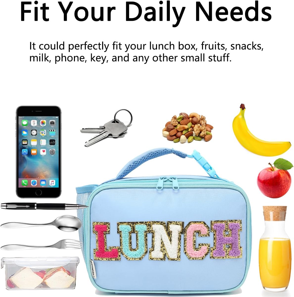 GYEUKHAM Insulated Lunch Box for School, Thermal Reusable Durable Freezable Lunch Bags for Kids Boys Girls Men Women - Small Soft Cooler Portable Lunch Tote Kit for Work Picnic Travel,Black