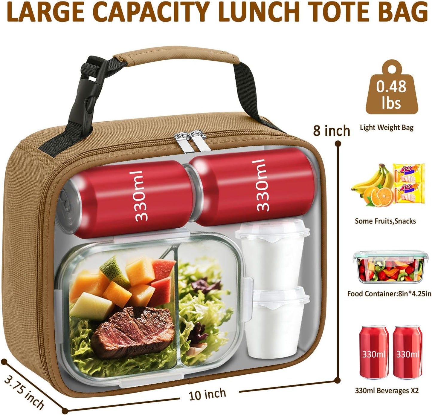 Lunch Box Kids Insulated Lunch Bag for Boys Girls Cute Reusable Lunch Tote Bag Waterproof Portable Thermal Lunch Box Kids for School Picnic Travel Black