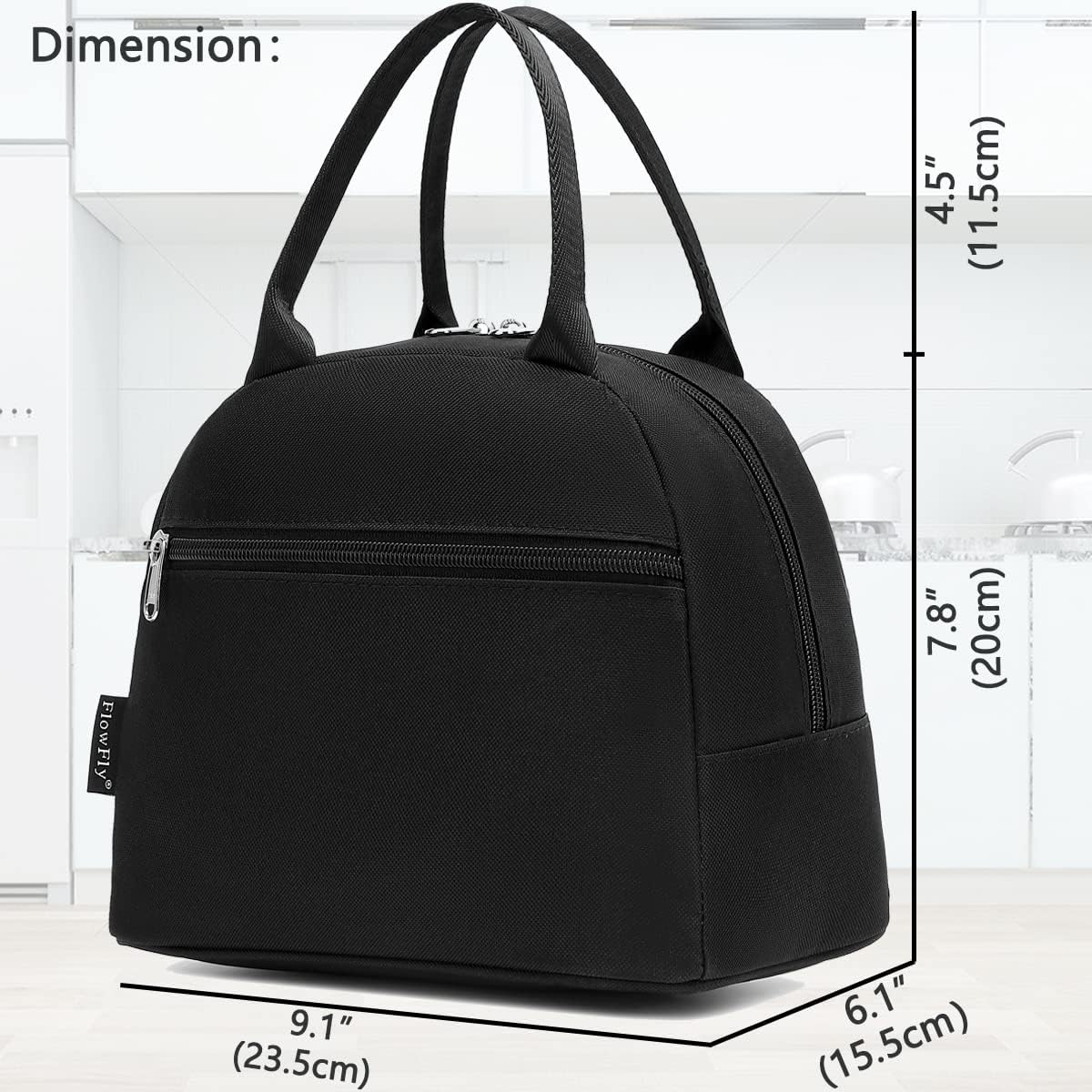 FlowFly Insulated Lunch Cooler Bag - Tote Bag Organizer for Women/Men, Black - Colors B