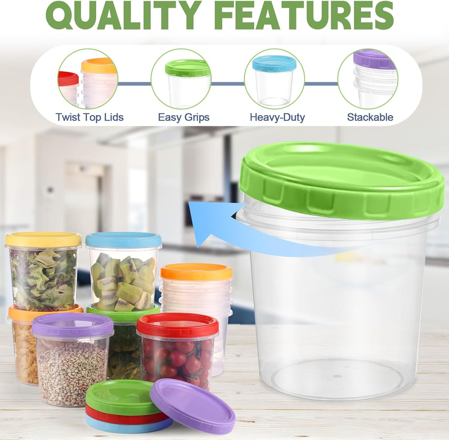10 oz Plastic Containers with Lids, 12 Pack Stackable Small Freezer Container, Reusable Clear Food Storage Meal Prep Containers for Snack Fruit, Microwave & Dishwasher Safe