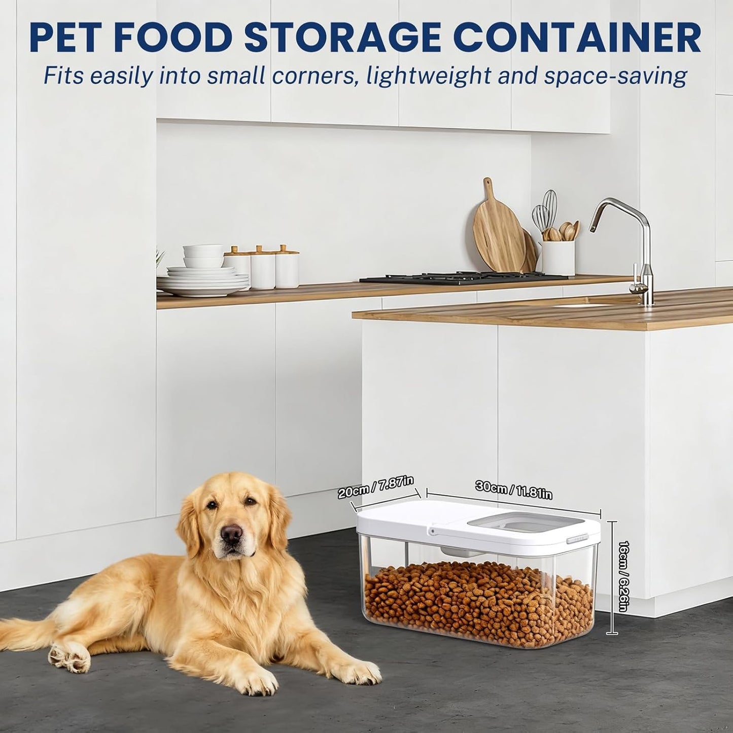 LEAWALK 10Lbs/10.57Qt Airtight Dog Cat Food Storage Container and Dog Treat Containers BPA-Free, PET Clear Stackable Pet Storage Bin, Pop Top, 1-Cup Scoop for Pet Food/Rice/Flour/Bread/Grains