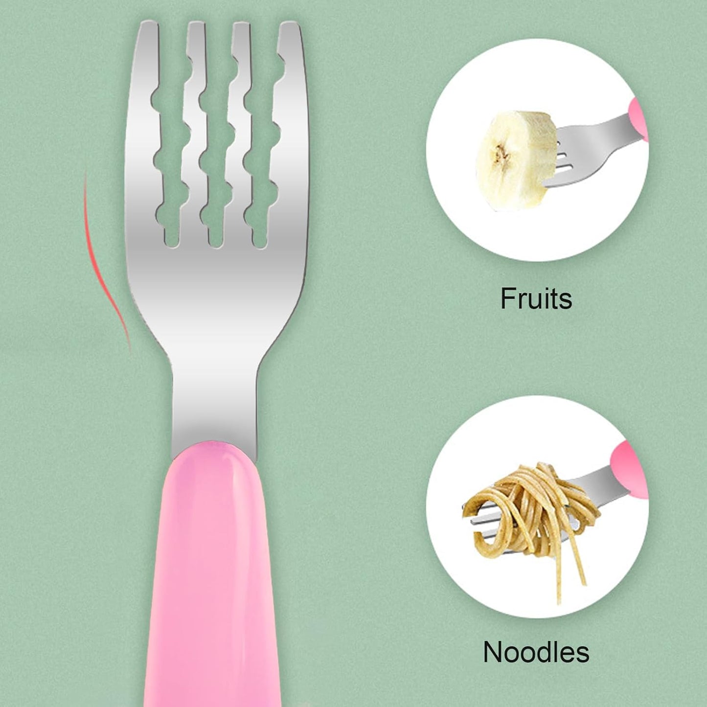 VANRA 2 Pieces Toddler Fork and Spoon Set with Travel Case 18/8 Stainless Steel Toddler Utensils Kids Silverware Children Flatware Child Cutlery Set for School Lunch Box (Blue)