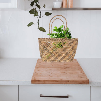Homoyoyo Hand-woven Basket Wear-resistant and Multi-functional Storage Container with Handmade Handle for Fruits and Vegetables, for Home Decor and Kitchen Organization