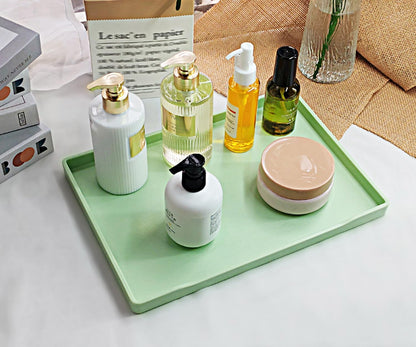 White Serving Tray (13.5 x 9.6 inch) for Serving Accessory, Elegant & Stackable Plastic Tray for Spa, Coffee, Drinks, Tea, Bar, Party, Seasoning, Perfume and Display Use.