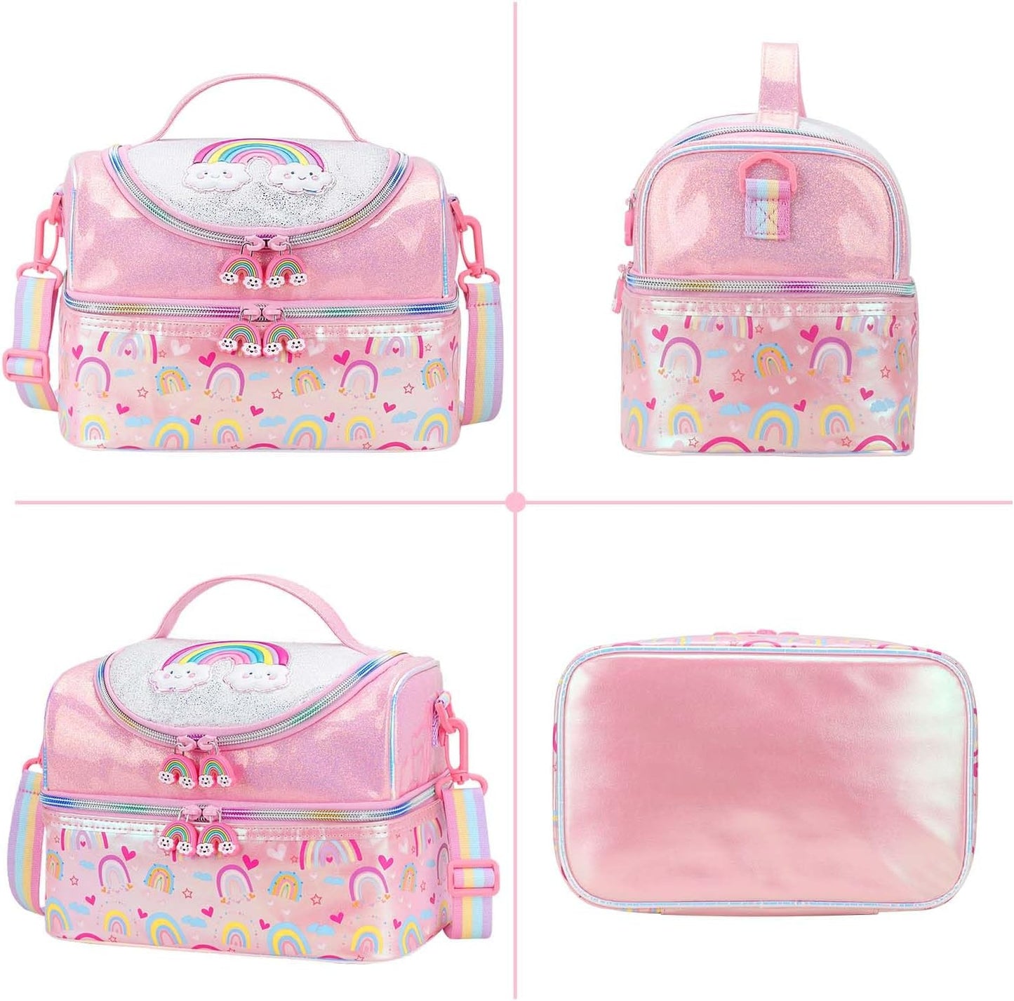 RHCPFOVR Kids Lunch Bag - Double - Decker Cooler Insulated Lunch Box for Boys Girls,Washable Lunch Bag with Strap and Reusable Toddler Lunchbox for School and Daycare