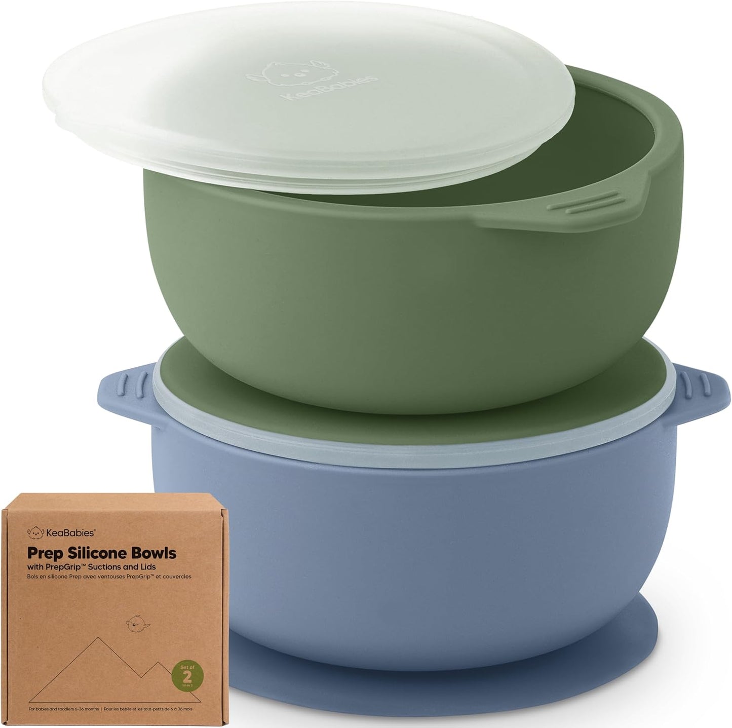 KeaBabies 2-Pack Baby Bowls with Suctions, Lids - Silicone Toddler Suction Bowls for Baby Boy, Girl, Kids, Food Grade Silicone, BPA-Free, Dishwasher Safe, Toddler Eating Essentials (Terracotta)