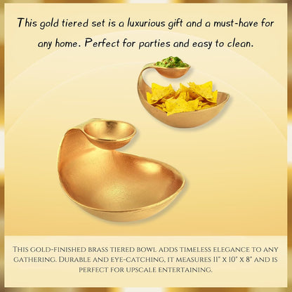 9 Cluster Decorative Bowls Bright Gold Brass Snack Tray Bowl Chip & Dip Serving Piece Strong Brass Centerpiece Beautiful Room Accent & Entertaining Parties Home Decor Wedding Gifts 22 Inch Decorative