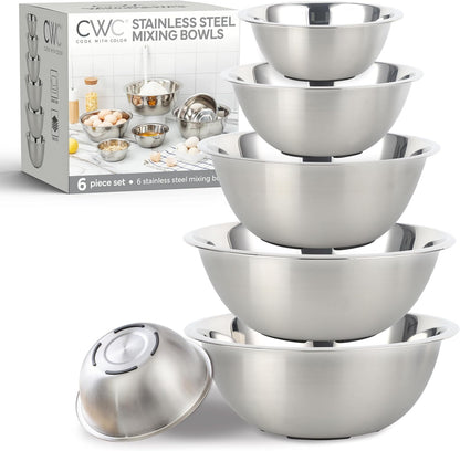 COOK WITH COLOR Stainless Steel Mixing Bowls Set - Nesting Bowls, 6 Pieces, Rose
