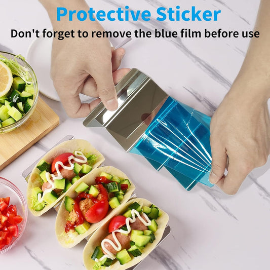 Stainless Steel Taco Holders Set of 12 - Each Metal Taco Stands for 3 Tacos - Taco Rack with Handles - Stylish Taco Shell Holders - Oven & Dishwasher & Grill Safe Taco Trays