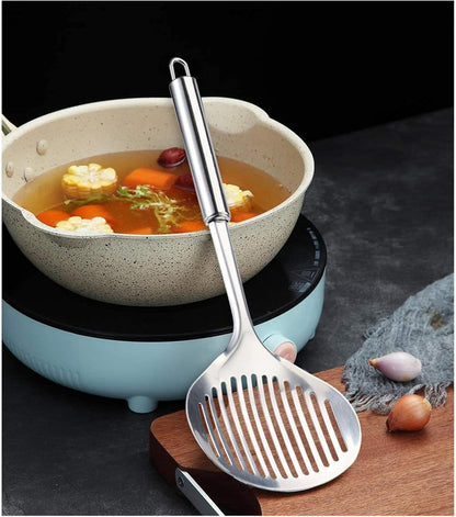 TENTA Kitchen Multi Kitchen Utensil Stainless Steel Cooking Skimmer Slotted Fish Turner Spatula Spoon Colander Drain Water Filter Spoon Hot Pot Scoop Comfortable Grip Design Strainer Ladle for Kitchen